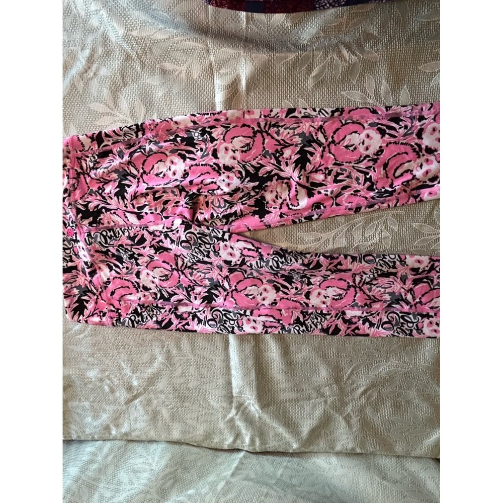 Lilly Pulitzer Luxletic Panda Prowl Pink Black Floral Leggings Side Pockets M - Picture 5 of 11